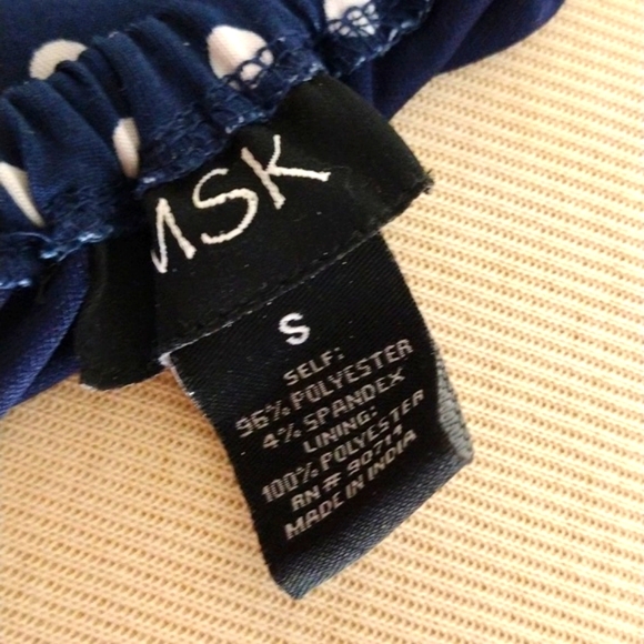 MSK Navy Blue and white polka dot jumpsuit with asymmetrical legs - Picture 14 of 14